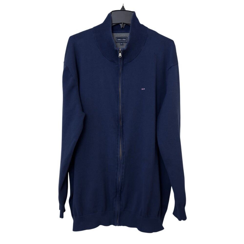Eden Park Men’s Navy Full Zip Sweater 100% Cotton 5XL French Luxury Brand